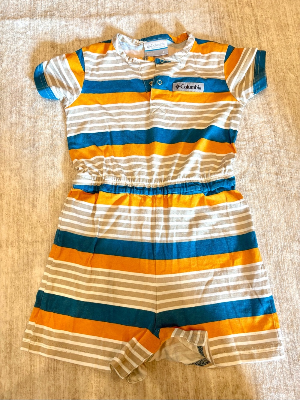 Columbia Kids' Striped Short Romper in Blue & Orange Size 4T - Picture 7 of 7